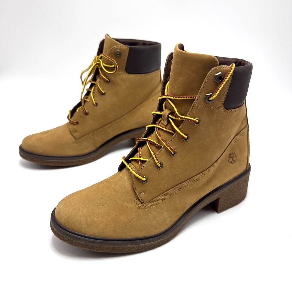 Timberland Women's Brinda 6 Inch Wheat Nubuck Lace Up Boots  A1KLL Size 8.5